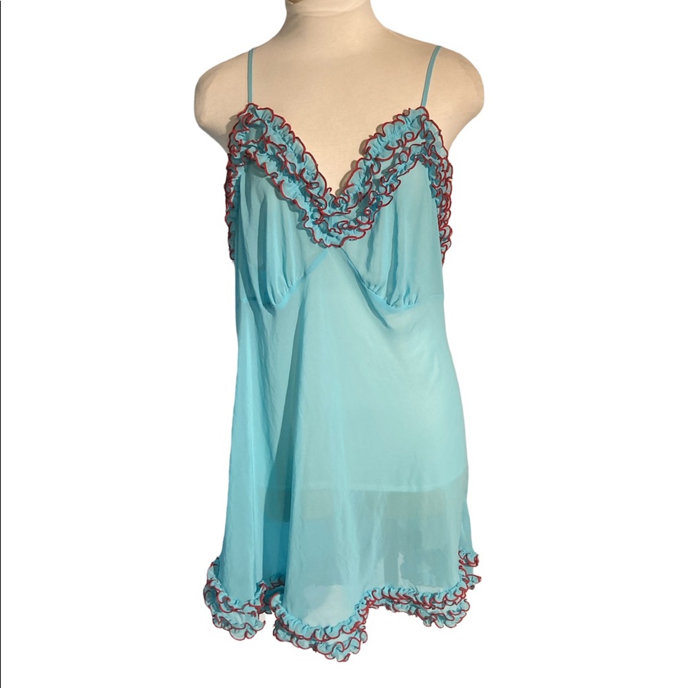 Cacique Blue Chemise with Red Trim
